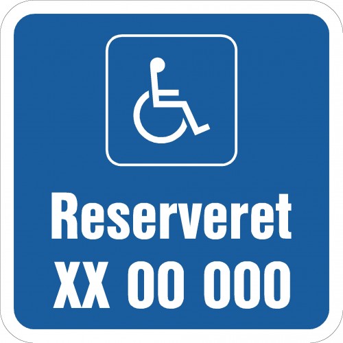 1099-3 50x50 Handicapskilt Reserveret reg nr m lav galge