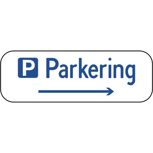 Parkering med højre pil 20x60 cm Parkeringsskilte