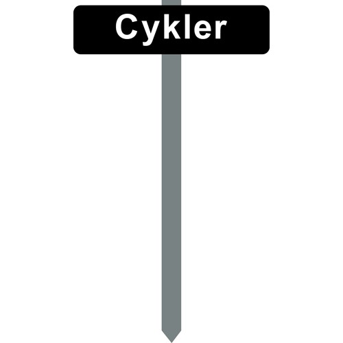 Parkeringsspyd Cykler sortlakeret skilt 10x40 cm