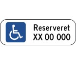 Handicapskilt RESERVERET REG. NR. 20x60cm - Parkeringsskilte