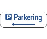Parkering med venstre pil 20x60 cm Parkeringsskilte