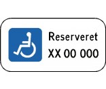 Handicapskilt med reg. nr. Aluskilt