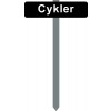 Parkeringsspyd Cykler sortlakeret skilt 10x40 cm