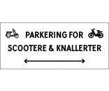 Scooter & knallert parkering med dobbeltpil 30x70 cm skilte