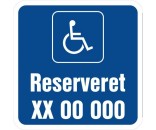 Handicapskilt Reserveret reg nr 40x40 cm
