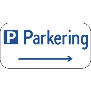 Parkeringsskilt med højre pil - Vejskilte