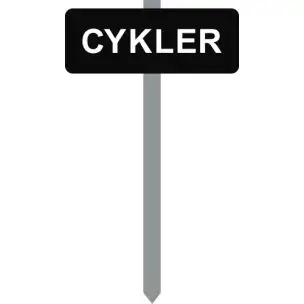 PARKERINGSSPYD CYKLER  SORTLAKERET SKILT 15X40CM - Parkeringsspyd 70cm m/15x40cm