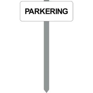 PARKERINGSSKILT HVIDLAKERET 15X40 CM "PARKERING" MED P-SPYD - Parkeringsskilte