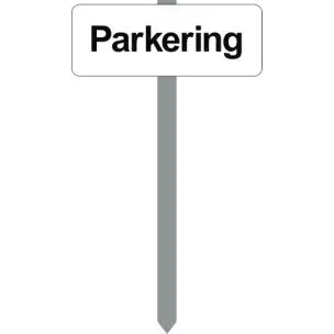 PARKERINGSSKILT HVIDLAKERET 15X40 CM "Parkering" MED P-SPYD - Parkeringsskilte