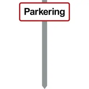 PARKERINGSSKILT RØDKANT 15X40 CM "Parkering" MED P-SPYD - Parkeringsskilte