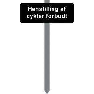 PARKERINGSSKILT SORTLAKERET 15X40 CM "Henstilling af cykler forbudt " MED P-SPYD - Forbudsskilte