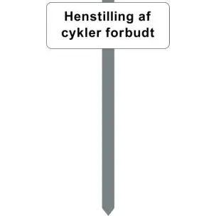 PARKERINGSSKILT HVIDLAKERET 15X40 CM "Henstilling af cykler forbudt " MED P-SPYD - Forbudsskilte
