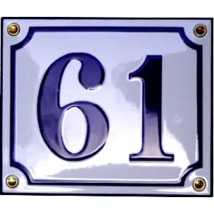 EMALJESKILTE 10X12 CM HVID/BLÅ - HUSNUMMER -