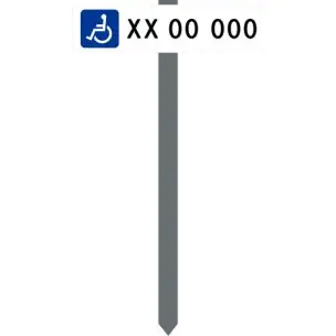 Parkeringsspyd med handicapskilt & reg.nr. - Handicapskilte