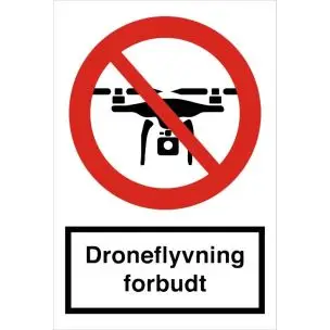 Droneflyvning forbudt - Aluskilt 30x20 cm - Advarselsskilte