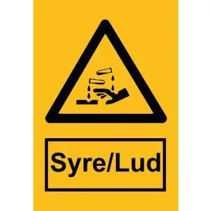 Syre Lud 30x20 cm (A4) Skilt - Advarselsskilte