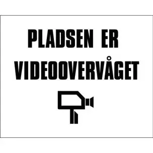 Pladsen er videoovervåget 40x50 cm HVID/SORT - Aluskilt - Sikkerhedsskilte