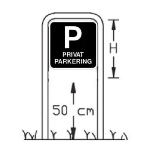 P PRIVAT PARKERING SKILT 50x50cm med lav galge - Lav galge m/50x50 cm