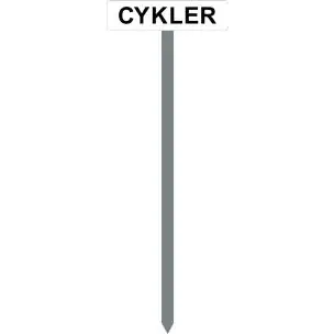 PARKERINGSSPYD 120CM "CYKLER" SKILT 10X40 CM (H) - Parkeringsspyd 120cm m/10x40cm skilt