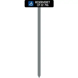 PARKERINGSSPYD 120CM "Handicap reserveret reg.nr." SKILT 10X40 CM (S) - Parkeringsspyd 120cm m/10x40cm skilt