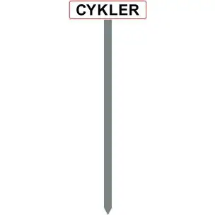PARKERINGSSPYD 120CM "Cykler" SKILT 10X40 CM (R) - Parkeringsspyd 120cm m/10x40cm skilt