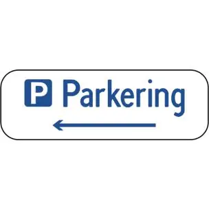 Parkering med venstre pil 20x60 cm Parkeringsskilte - Vejskilte
