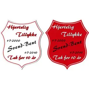 10 ÅRS JUBILÆUMSSKJOLD - Anledningsskilte