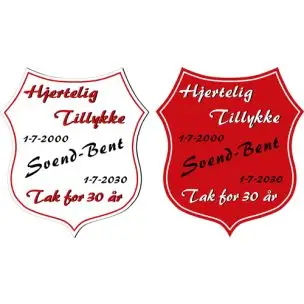 30 ÅRS JUBILÆUMSSKJOLD - Anledningsskilte